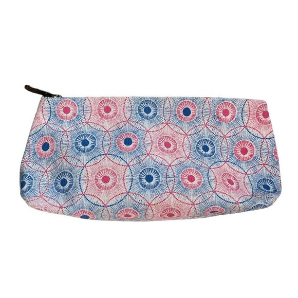 Clarins Feed 10 Canvas Cosmetic Small Pouch Red Blue - Picture 1 of 2